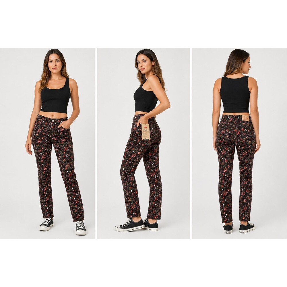 Levi’s 314 Shaping Straight Jeans Women’s 30x30 Floral Print Mid Rise Hypersoft